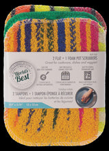 Load image into Gallery viewer, World's Best Multi Pot Scrubbers 2 Flat & 1 Foam Pot Scrubber