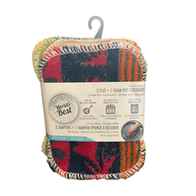 Load image into Gallery viewer, World's Best Multi Pot Scrubbers 2 Flat & 1 Foam Pot Scrubber